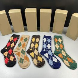 Men's socks female classic designer cotton socks 5 pairs/box football basketball leisure sports socks