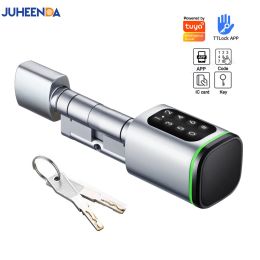 Lock Euro Door Smart Cylinder Lock Tuya Bluetooth APP Digital Password Card Mechanicak Key TTlock Unlock Home Electronic Smart Lock