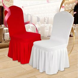 Chair Covers 4 Pcs Milk Silk Pleated Skirt El Conference Banquet Wedding Restaurant Dining Room Seat Cover