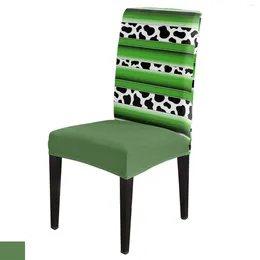 Chair Covers Mexico Stripes Cow Pattern Animal Skin Texture Green Cover Dining Spandex Stretch Seat Home Office Case Set