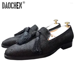 Casual Shoes Luxury Men's Loafers Black Coffee Suede Shoe Tassel Mens Dress Office Wedding Leather For Men