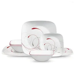 Plates Splendor Square 12 Piece Dinnerware Set Dishes And Sets Cutlery