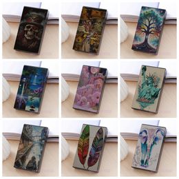 Pretty Plastic Colorful Pattern Tobacco Cigarette Case Portable Storage Cover Box Automatic Spring Protective Shell Smoking Holder Stash House Container