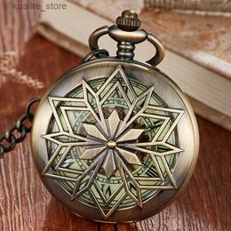 Pocket Watches Maple Leaves Rhombus Luminous Mechanical Pocket Hand Winding Pendant Chain Fob Vintage Necklace Hollow For Men Gift L240402