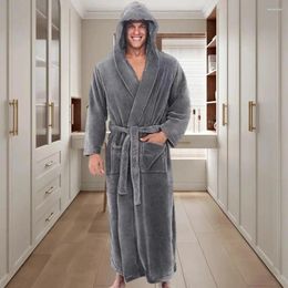 Home Clothing Plush Bathrobe Luxurious Men's Hooded With Adjustable Belt Ultra Soft Absorbent Stylish Pocket Design For Relaxing