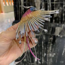 Tools phoenix brooch luxury big jewelry bird of wonder 925 sterling silver with cubic zircon multi color fine women jewelry