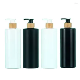 Storage Bottles 15Pcs 10oz 17oz Shampoo Bottle Cosmetic Refillable Wood Pump 300ml 500ml Black White Clear Frost Empty Plastic Lotion