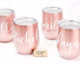 Mugs Quevi20pcs Rose Gold 9oz 30oz Egg Cug Wine Glass Double Wall Stainless Steel Vacuum Insulated Mug Drinking Beer Coffee Cups