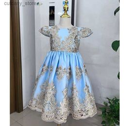 Girl's Dresses Ruffs Vintage Luxury Dress for Girls Princess Dress Egant Lace Prom Gown broidery Birthday Party Kids Evening Dress L240402