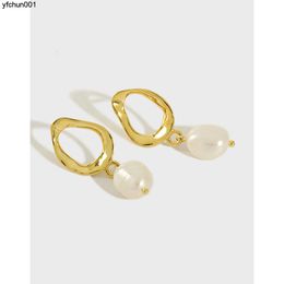 Et288 Version S925 Sterling Silver Ins Minimalist Feng Shui Pearl Baroque Womens Earrings and