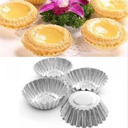 Baking Moulds 10pcs 7cm Reusable Aluminum Alloy Cupcake Egg Tart Mold Cookie Pudding Mould Nonstick Cake Pastry Tools