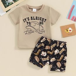 Clothing Sets Western Baby Boy Summer Clothes Cow Print Short Sleeve T-Shirt Casual Jogger Shorts Toddler Cowboy Outfit