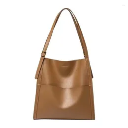 Evening Bags Luxury Bucket Bag Fashion Commuter Handbag Magnetic Buckle Shoulder High Quality Genuine Leather Women's Tote Female