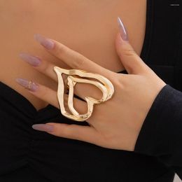 Cluster Rings Exaggerated Large Hollow Double Hearts Finger Ring For Women 2024 Fashion Trendy Party Jewelry Decoration Gift