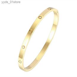 Charm Bracelets Fashion Titanium Steel Bangle Women Men 4mm Thin s Distance Jewellery Gift For r 16-19 with velvet bag L46