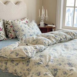 Bedding Sets French Floral Print Duvet Cover Set Sheets With Pillowcases Cotton Bed Four-Piece King Size Single Double