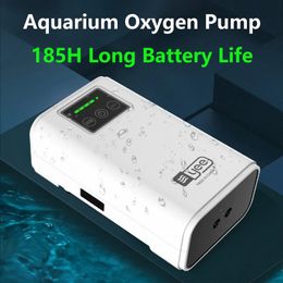 USB Lithium Battery Aquarium Oxygen Pump Portable Fish Tank Air Charging DualPurpose Compressor for Accessories 240321