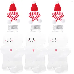 Vases 3 Sets Juice Christmas Drink Bottle Clear Plastic Bottles Gingerbread Man Cotton Milk