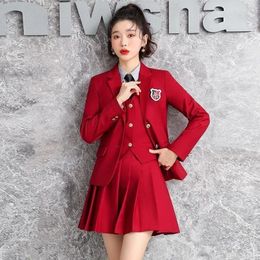 Clothing Sets JK Japanese Girls School Style Three Piece Kindergarten Teacher Set Pleated Skirt Sweet Small Coat