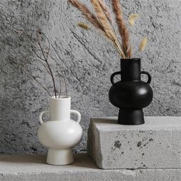 Vases Minimalist Ceramic Modern Decorative Desk Flower Vase Creative Black And Solid Hand-made Unique