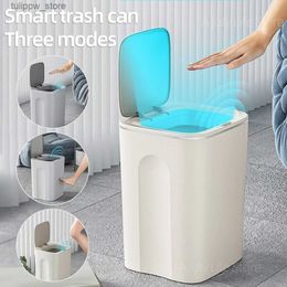 Waste Bins 12/16L Automatic Sensor Trash Can with Lid Smart Wastebasket Kitchen Bathroom Touch Garbage Bin Waterproof Electronic Waste Bins L46