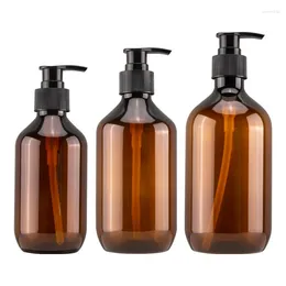 Storage Bottles Lotion Pump Bottle Clear Brown Plastic PET 12Pcs 300ml400ml500ml Black Packaging Container Empty Shampoo Showergel