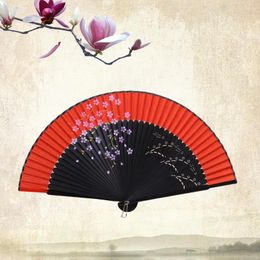 Decorative Figurines Chinese Style Hand Fan Vintage Silk Flower Printing Folding Japanese Home Decor Party Favors Bamboo Spun Culture
