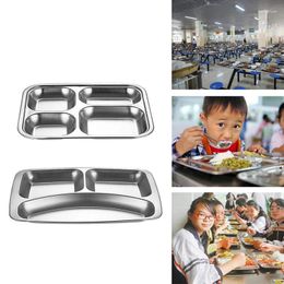 Flatware Sets Stainless Steel Dining Plate Compartment Children Fruit Snack Tray Baby Bowl Kitchen Tableware