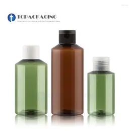 Storage Bottles 50 50/100/150/200ml Flip Screw Cap Bottle Empty Essential Oil Amber Plastic Cosmetic Container Sample Lotion Makeup