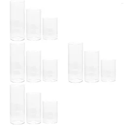 Candle Holders 12 Pcs Glass Cup Small Lampshades Cover Ornaments Cylinder Tall Pillar Candles Clear