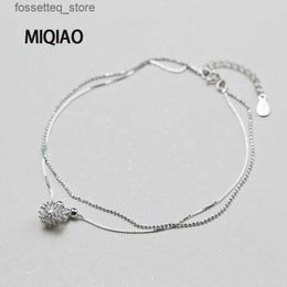 Anklets MIQIAO 925 Sterling Silver Flower Ankle For Women Female Korean White Dandelion Sweet Foot Summer Jewellery Leg Chain L46