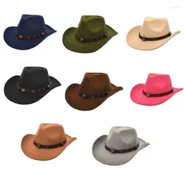 Berets Men Women Western Cowboy Hat One Size Brimmed Celebration Party Costume Adult Headwear R7RF