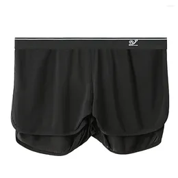 Underpants Sexy Men Ice Silk Bottoms Underwear Home Shorts Panties Loose Boxers Hombre Male Briefs Swimming Trunks