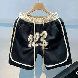 Number and letter embroidery basketball shorts men summer y2k baggy sweatpant casual all-match short men streetwear 240401