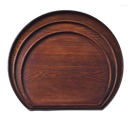 Plates Creative Real Wood Grade Environmentally Friendly Semicircle Wooden Tray Western Style Fruit Cookie Tea Dining Plate