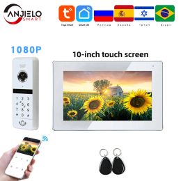 Intercom Tuya 1080P 10 inch RFID Card Doorbell Video Intercoms For Apartment Access Control System WiFi Video Intercom System For Home