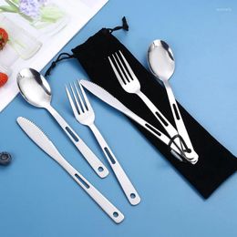 Dinnerware Sets Picnic Set Tableware Washable With Bag Travel Cutlery Kit Case Portable Pouch For Dinner Household Tool Camping Spoon