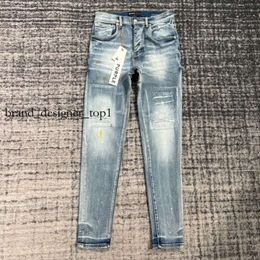 Brand Designer Purple Jeans Mens Jeans for Men Women Pants Purple Fashion Jeans Summer Hole New Style Embroidery Self Cultivation and Small Feet Ksubi Jeans 7510