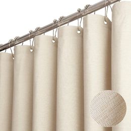 Shower Curtains Kwater Linen Style Curtain Set With Plastic Hooks-Cloth Textured Fabric Heavy Duty El Waterproof For Bathroom