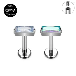 Stud Earrings Titanium G23 Rectangular Luxury Stone Ear Cartilage Nails For Male And Female Earscreens Perforated Jewelry