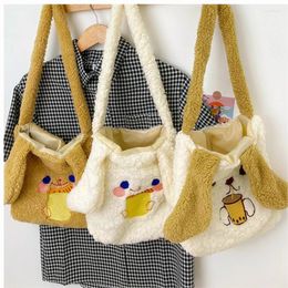 Shoulder Bags Long Ears Bear Dog Winter Soft Women Small Plush School Bag Lamb Wool Girls Kawaii Furry Crossbody