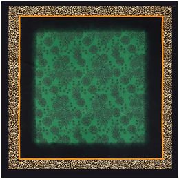 Scarves Scarf 130cm Bandanna Green Leopard Silk Women Square Kerchief For Ladies Fashion Shawl