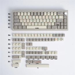 Accessories Retro Programmer Gray And White 143 Keys Cherry Profile Mechanical Keyboard Keycaps PBT Material Sublimation