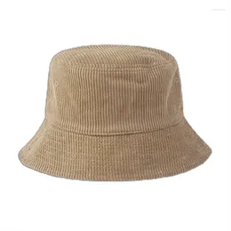 Berets Corduroy Velvet Ribbed Bucket Hat Unisex Trendy Lightweight Outdoor Hip Hop Winter Warm Vacation Fisherman Cap Headwear Dropship