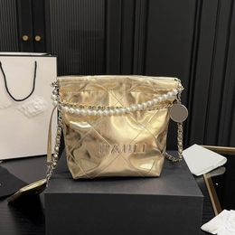 22 Mini Garbage Bag Women Designer Shoulder Bag 24CM Gold And Silver Leather Matelasse Chain Strap Vintage Luxury Handbag Underarm Bag Evening Clutch Coin Purse