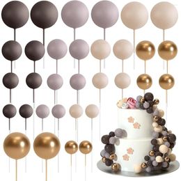 Party Supplies 32Pcs Brown Ball Cake Topper Mini Balloons Sticks Foam Balls Picks For Wedding Birthday Decorating