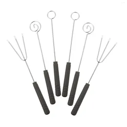 Dinnerware Sets 6 Pcs Chocolate Fork Stainless Steel Dipping Forks BBQ Baking Tool Kitchen Gadgets Cocktail Tools Decorate Cake Toppers