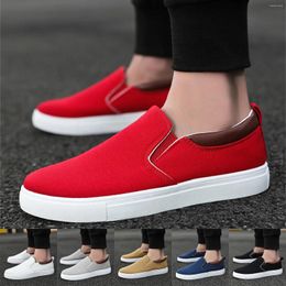 Casual Shoes Comfortable Running For Mens Fashion Solid Color Canvas Flat Bottom Vulcanize Slip-On Round Toe Sneakers 2024