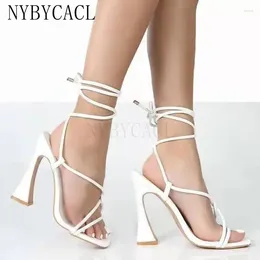 Dress Shoes Women Sandals Sexy Summer Gladiator Clip Toe High Heels Bandage Buckle Strap Pumps Squre Ladies Party Fashion Stiletto