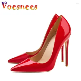 Dress Shoes Spring And Autumn Lacquer Leather Wedding 2024 Fashion Pointed Toe High Heels 12CM Simple Style Office Pumps Red